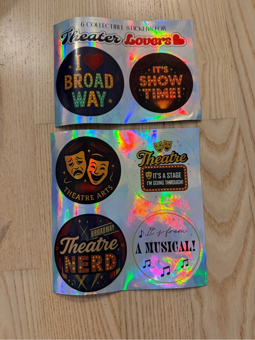 Theater Lovers Holographic Sticker Set - I ♥ Broadway / It's Show Time!